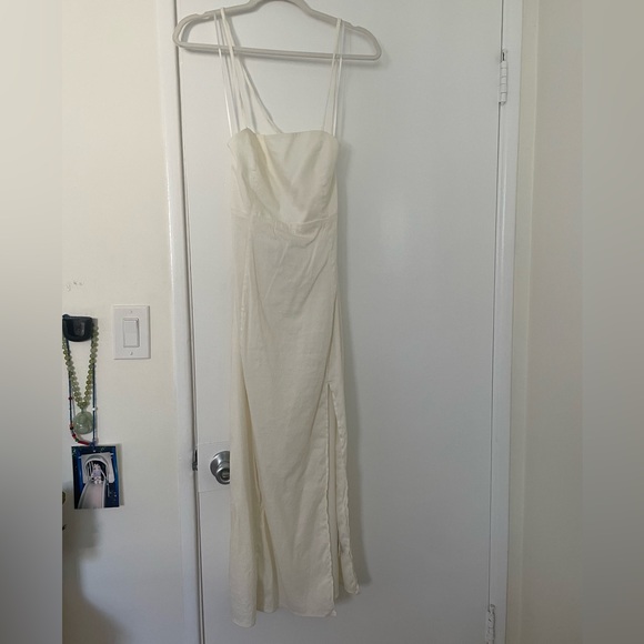 White Zara long dress with lace up back size XS - Picture 4 of 8